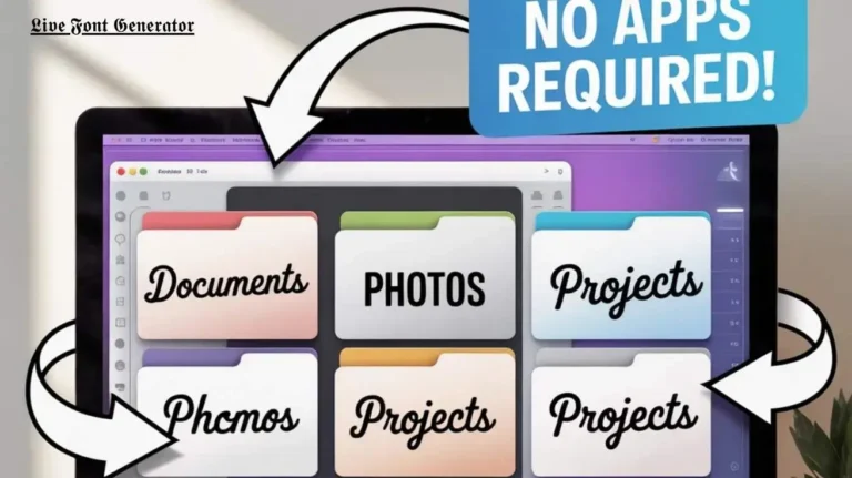 The image above shows a simple before-and-after comparison. On the left, standard folder names like Documents, Photos, and Projects look plain and ordinary. On the right, the same folder names appear transformed using stylish fonts from Live Font Generator. No apps are required to achieve this look – just copy and paste.