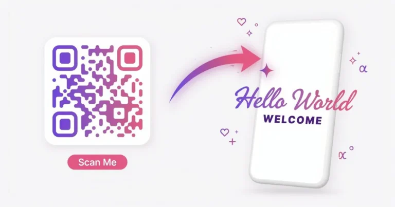 Create QR codes with fancy text - scan a QR code to reveal stylish "Hello World" text on a phone