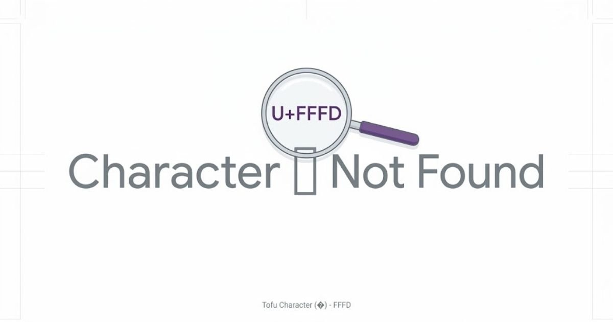 Empty Unicode tofu box character next to hexadecimal code point explaining missing font glyph