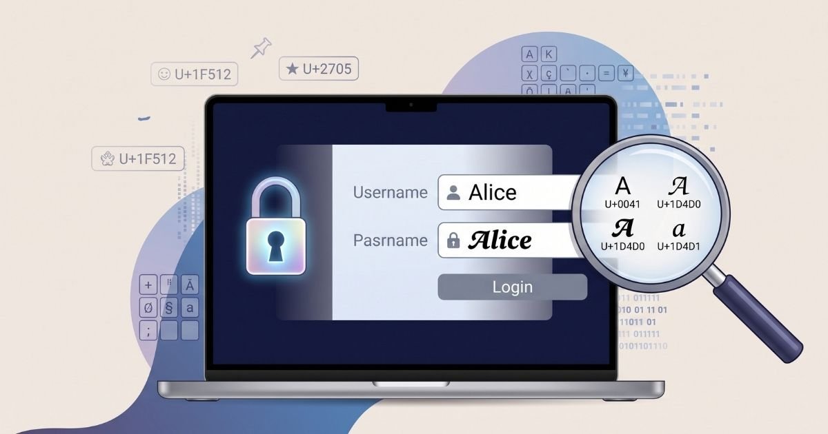 Unicode fonts used in passwords and usernames security illustration